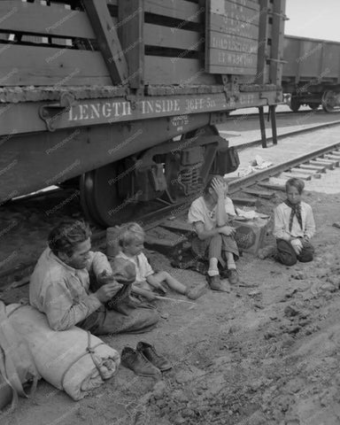 Depression Family Travel Freight Train 8x10 Reprint Of Old Photo - Photoseeum