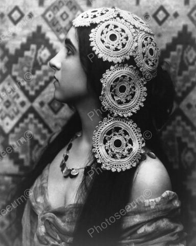 Girl Wears Lace Veil Hat 1900s 8x10 Reprint Of Old Photo - Photoseeum