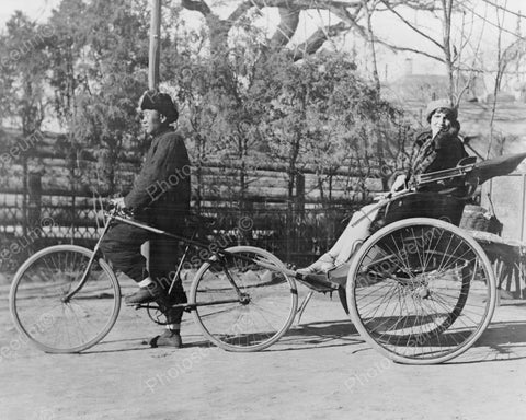 Man Leading Woman On Bike Tour Viintage 8x10 Reprint Of Old Photo - Photoseeum