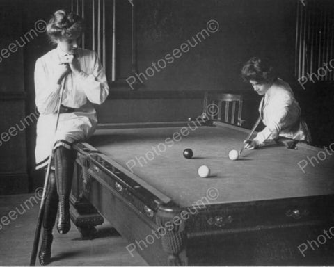 Young Women playing Billiards Pool 1900s 8x10 Reprint Of Old Photo - Photoseeum