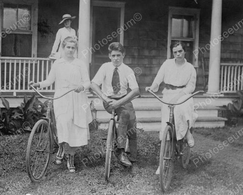 Three On A Bike Vintage 8x10 Reprint Of Old Photo - Photoseeum