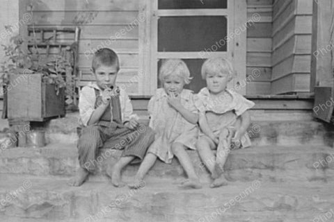 Cute Tots Relax On Country Porch 4x6 Reprint Of Old Photo - Photoseeum