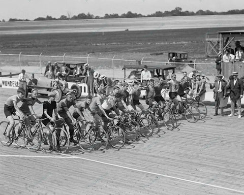 Bicycle Racers  Ready At Start  Line! 1925 Vintage 8x10 Reprint Of Old Photo - Photoseeum