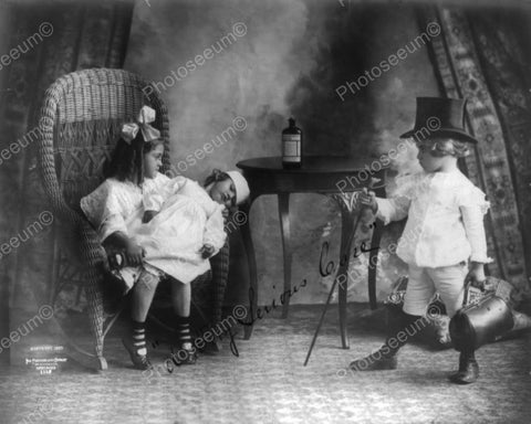 Victorian Little Girl & Doll Doctor Call 8x10 Reprint Of Old Photo - Photoseeum