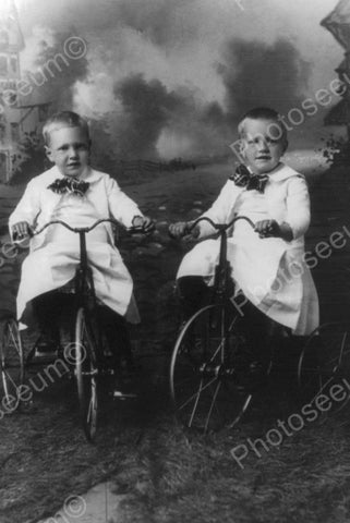 Little Boys On Antique Tricycles 1800s 4x6 Reprint Of Old Photo - Photoseeum