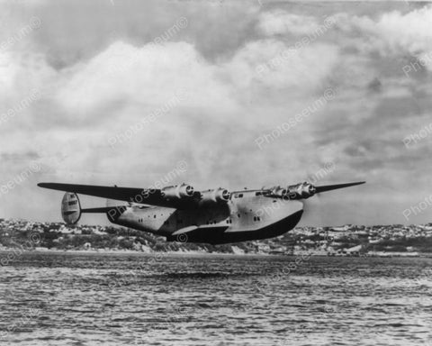 Boeing 314 Clipper Airplane Fying Over Water Vintage Reprint 8x10 Old Photo - Photoseeum