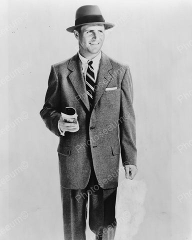 Mens Fashion Model Poses In Suit Vintage 1950s Reprint 8x10 Old Photo - Photoseeum
