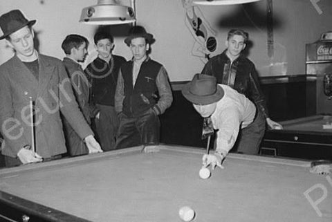 Boys in Indiana Billiards Hall 1940s 4x6 Reprint Of Old Photo - Photoseeum