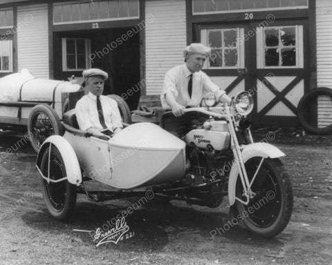 Men & Antique Harley Davidson Motorcycle Old 8x10 Reprint Of Photo - Photoseeum