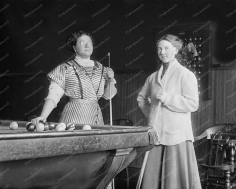 Billiards Miss Clearwater & Mrs King  8x10 Reprint Of Old Photo - Photoseeum