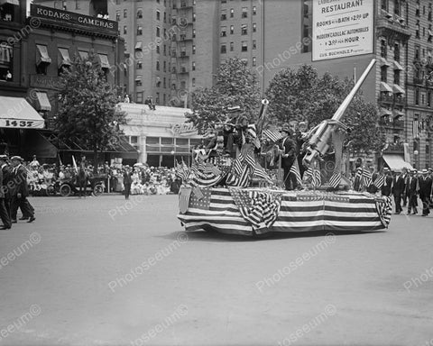 Military Float With Guns In Parade Vintage 8x10 Reprint Of Old Photo - Photoseeum