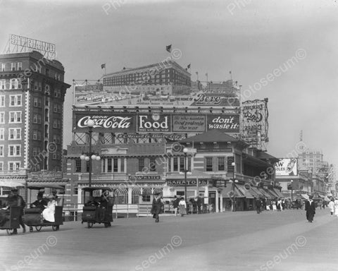 Atlantic City Boardwalk Coca Cola Sign 1917 Vintage 8x10 Reprint Of Old Photo - Photoseeum