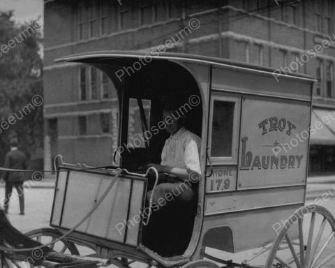 Troy Laundry Truck &  Driver 1900s 8x10 Reprint Of Old Photo - Photoseeum