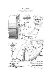 USA Patent 1900 W Ludwig Drums Bass Pedal 3 Page Drawings - Photoseeum