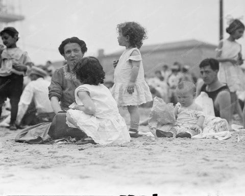 Family At Coney Island Beach Vintage 8x10 Reprint Of Old Photo - Photoseeum