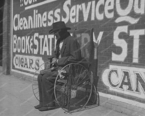 Blind Beggar Wheelchair Oklahoma 1910s 8x10 Reprint Of Old Photo - Photoseeum