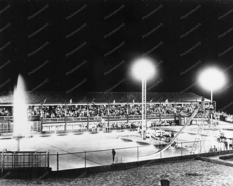 Glen Echo Pool Lit Up At Night! 8x10 Reprint Of Old  Photo - Photoseeum