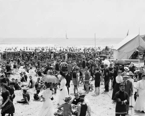 Atlantic City New Jersey Bathing Crowd 1910 Vintage 8x10 Reprint Of Old Photo - Photoseeum