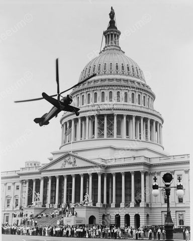 Helicopter Plane Above U.S. Capitol Hill 8x10 Reprint Of Old Photo - Photoseeum