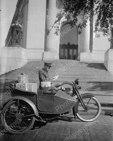 Motorcycle Mail Delivery 1900s Vintage 8x10 Reprint Of Old Photo - Photoseeum