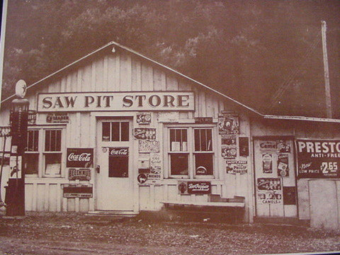 Texaco Saw Pit Store w/Soda Ads Vintage Sepia Card Stock Photo 1950's - Photoseeum