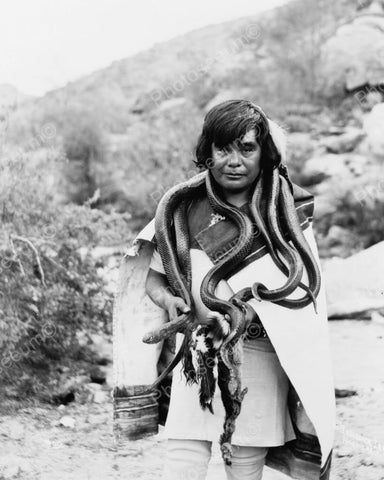 Native Snake Man W Snakes Hanging From Neck Vintage Reprint 8x10 Old Photo - Photoseeum