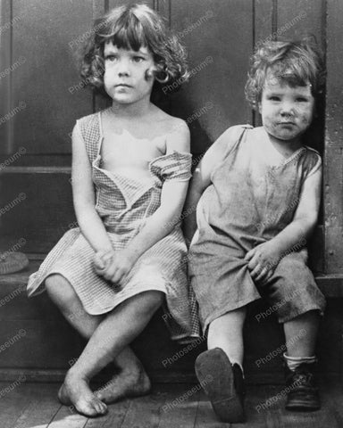 Cute Brother & Sister From the 1930's Depression 8x10 Reprint Of Old Photo - Photoseeum