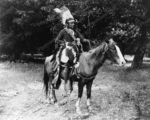 Man On Horse With War Bonnet 1891 Vintage 8x10 Reprint Of Old Photo - Photoseeum