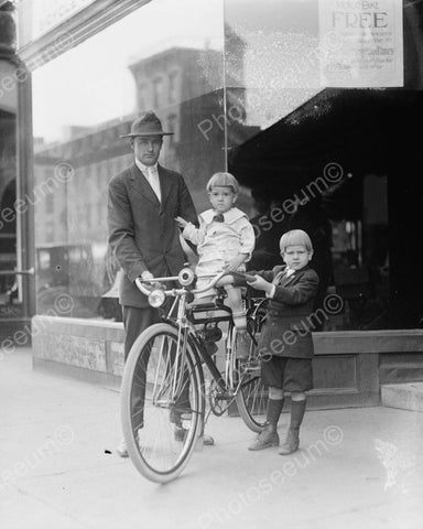 Father And Two Sons With New Bike Viintage 8x10 Reprint Of Old Photo - Photoseeum