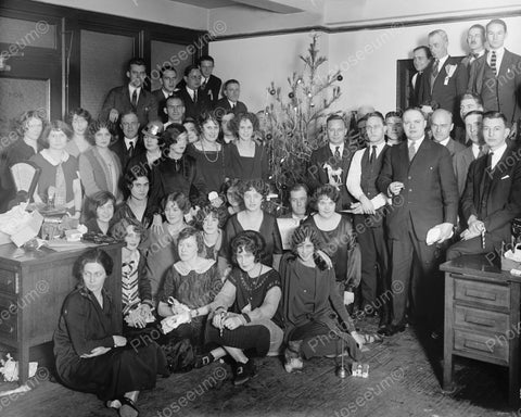 Office Christmas Party Group Photo Vintage 8x10 Reprint Of Old Photo - Photoseeum