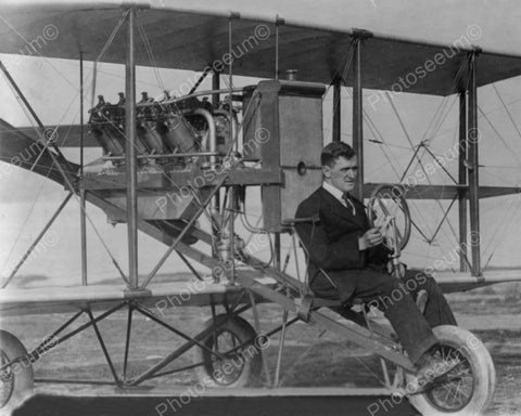 Lincoln Beachey & Antique Airplane 1900s 8x10 Reprint Of Old Photo - Photoseeum