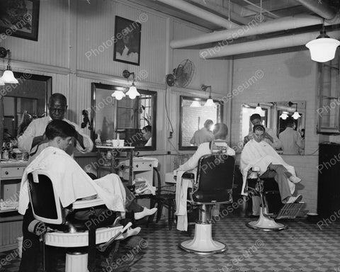 Barbers Working 1937 Vintage 8x10 Reprint Of Old Photo - Photoseeum