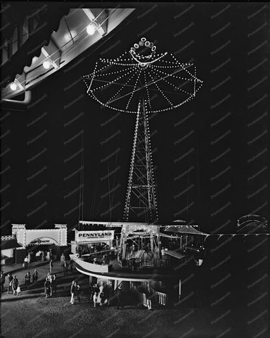 Glen Echo Airplane Tower Lights At Night 8x10 Reprint Of Old Photo - Photoseeum