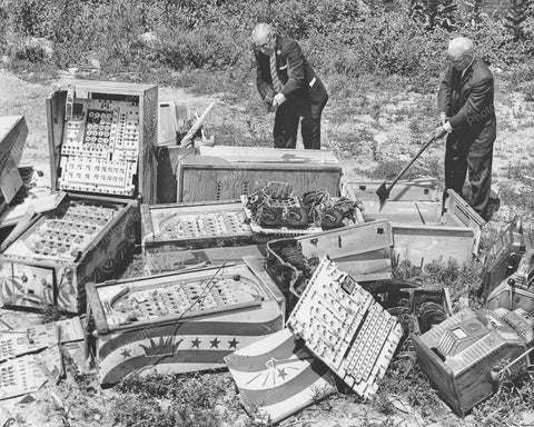 Bingo Pinballs & Slot Machines Destroyed Vintage 8x10 Reprint Of Old Photo - Photoseeum