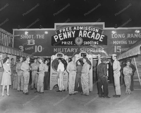 Penny Arcade Free Admission Military Vintage 8x10 Reprint Of Old Photo - Photoseeum