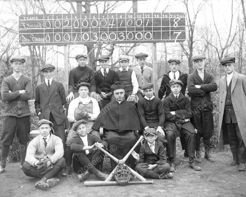 Eymard Boys Baseball Team & Happy Priest 8x10 Reprint Of Old Photo - Photoseeum