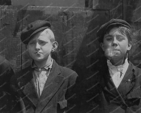 Smoking Newspaper Boys! 1900s Vintage 8x10 Reprint Of Old Photo - Photoseeum