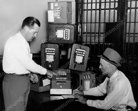 Police Inventorying Slot Machines Vintage 8x10 Reprint Of Old Photo - Photoseeum