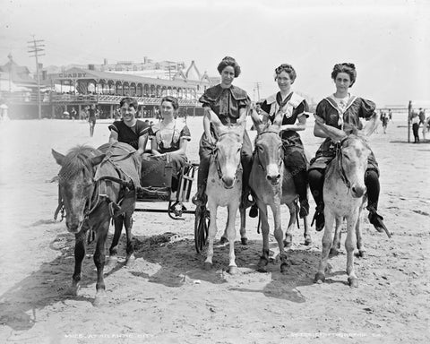 Ladies On Horses Atlantic City Beach 8x10 Reprint Of Old Photo - Photoseeum