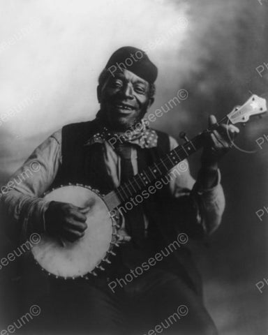 Happy Mose 1900s Black Banjo Player 8x10 Reprint Of Old Photo - Photoseeum