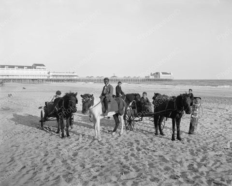 Boys Riding Horses On Atlantic City Beach 1910 Vintage 8x10 Reprint Of Old Photo - Photoseeum