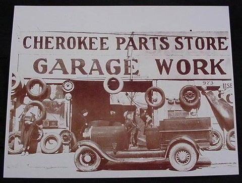Cherokee Car Parts Garage Vintage Sepia Card Stock Photo 1930s - Photoseeum
