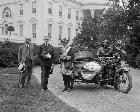 U.S President Coolidge & Motorcycle 1920 8x10 Reprint Of Old Photo - Photoseeum