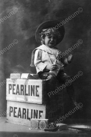 Endearing Tot In Tears Pearline Soap 4x6 Reprint Of Old Photo - Photoseeum