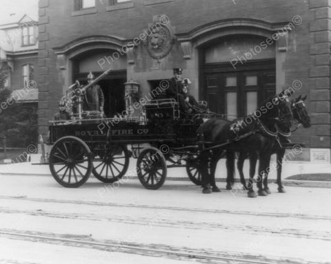Royal Fire Co Horse Drawn Fire Wagon 8x10 Reprint Of Old Photo - Photoseeum