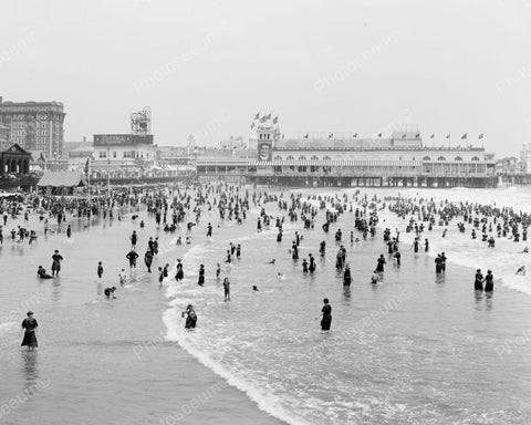 Bathers Enjoying Atlantic City Beach 1920 Vintage 8x10 Reprint Of Old Photo 1 - Photoseeum