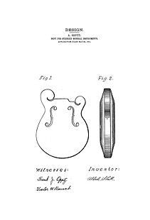 USA Patent for 1900's A Shutt Guitar Drawings - Photoseeum