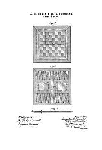 USA Patent Chess & Backgammon Game 1870's Drawings - Photoseeum