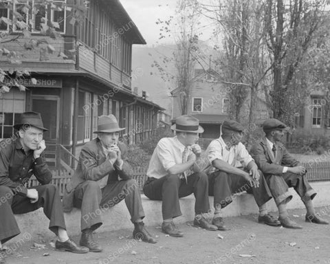 Men Sitting Outside Barber Shop 1935 Vintage 8x10 Reprint Of Old Photo - Photoseeum
