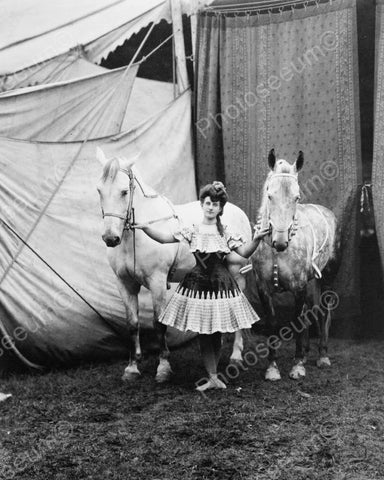 Circus Girl In Costume With Horses 1904 8x10 Reprint Of Old Photo - Photoseeum